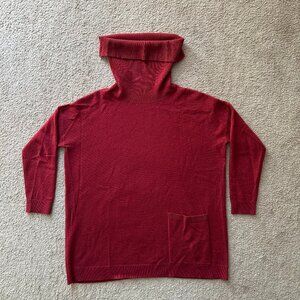 Garnet Hill Sweater Womens Small 100% Cashmere Turtleneck Red 1 Pocket Pullover